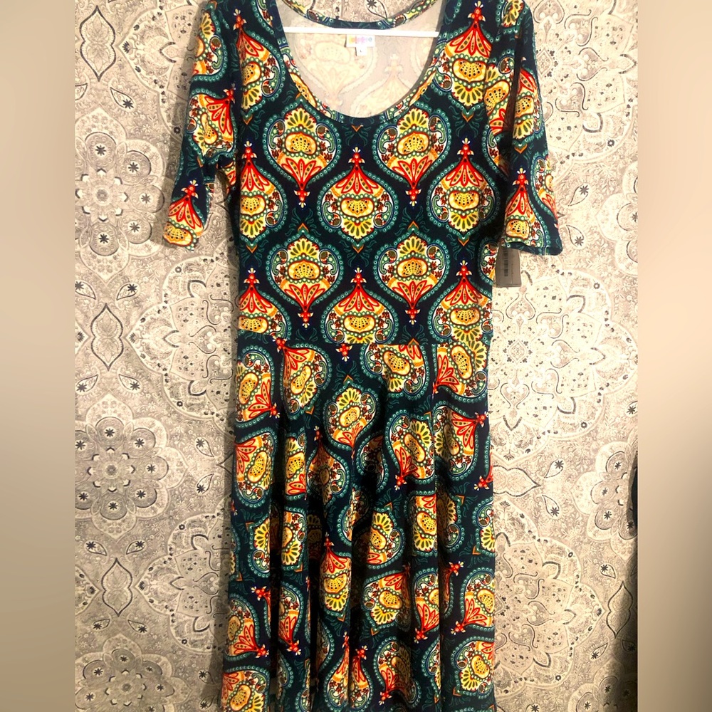 Colorful stretch drop waist dress by LulaRoe